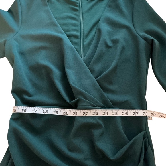 Zara Green Pencil Sheath Dress Size Medium 3/4 Sleeve Size 8 Bodycon - Picture 6 of 13